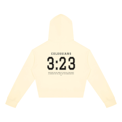COLOSSIANS 3:23 WOMEN'S CROP ZIP HOODIE | CREAM