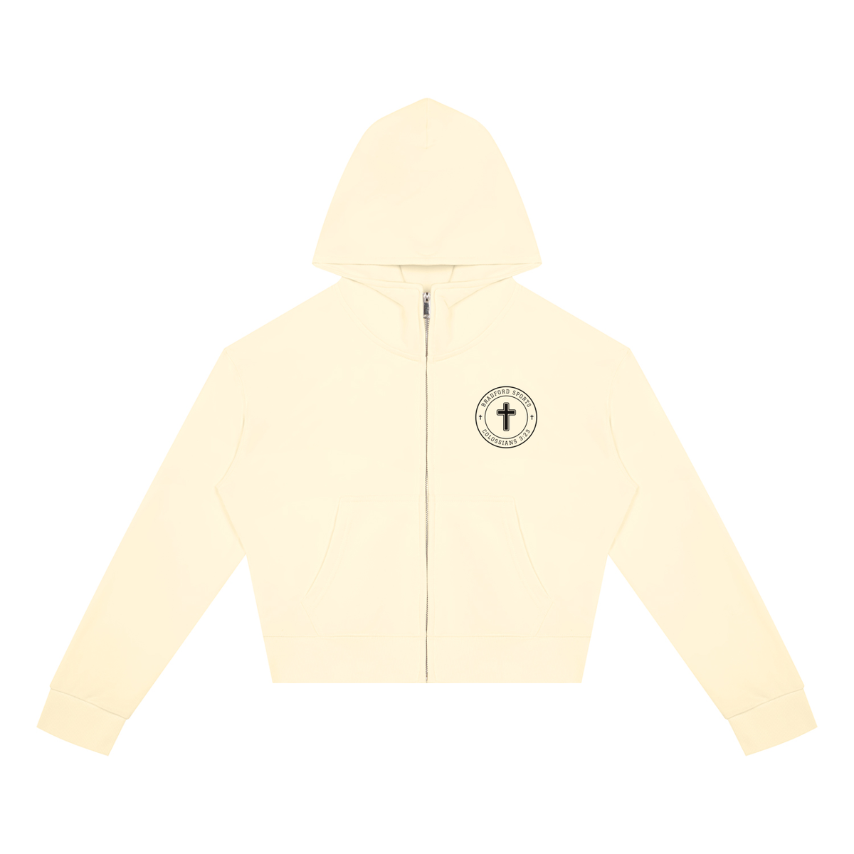 COLOSSIANS 3:23 WOMEN'S CROP ZIP HOODIE | CREAM