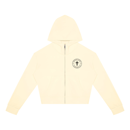 COLOSSIANS 3:23 WOMEN'S CROP ZIP HOODIE | CREAM